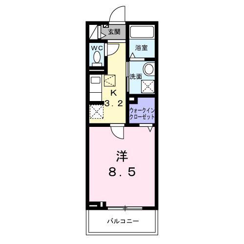 ハイドレンジア くずは(1K/1階)の間取り写真