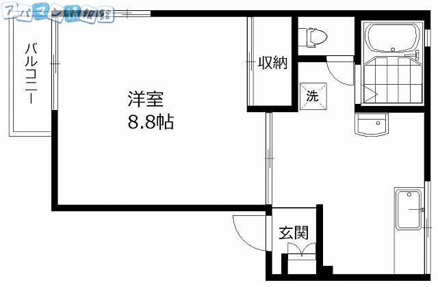 リバティハイツI(1DK/2階)の間取り写真