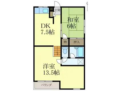 KアパルトマンII(2DK/3階)の間取り写真