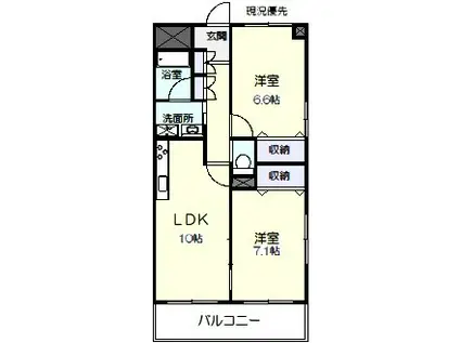 SUNSHINE KASUGA(2LDK/7階)の間取り写真