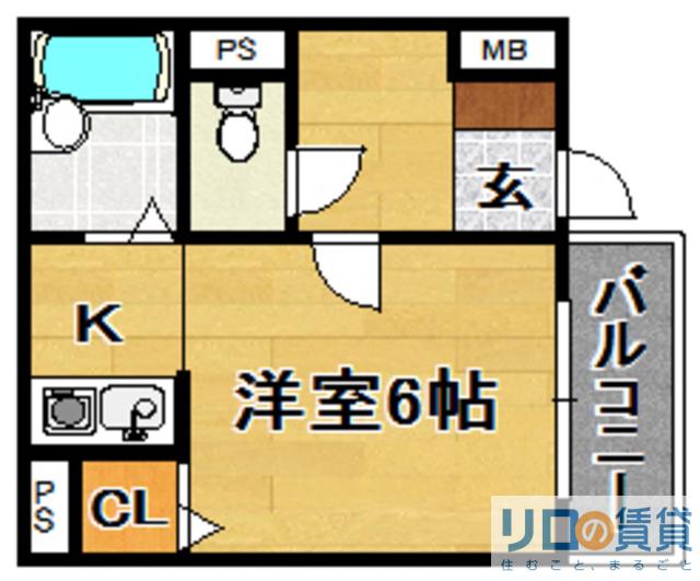 中市マンション(1K/2階)の間取り写真