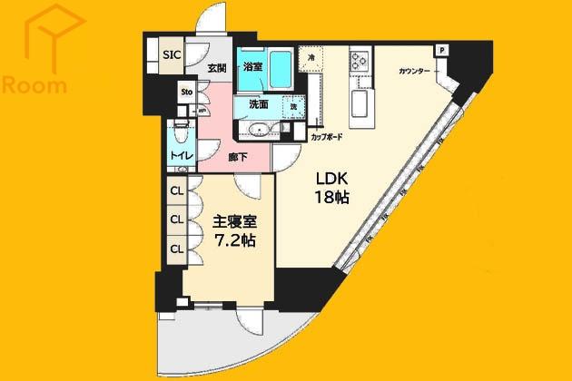 パークタワー東中野グランドエア(1LDK/23階)の間取り写真