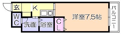 アルファルファA(1K/3階)の間取り写真