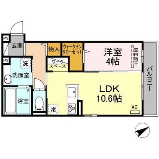 ティアレ(1LDK/3階)の間取り写真