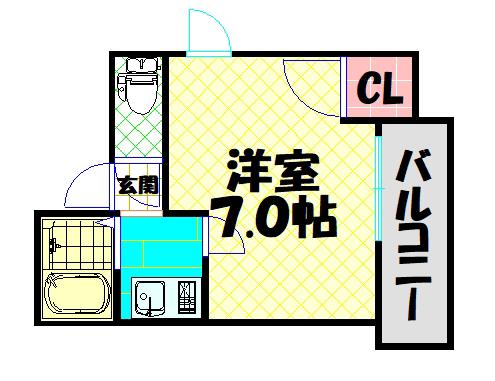 ノールプレール新町(1K/5階)の間取り写真