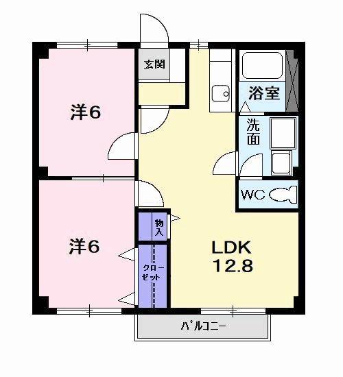 ニューシティ大西70A(2LDK/2階)の間取り写真