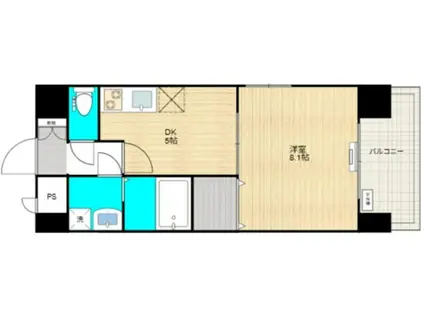 OVEST松山(1DK/3階)の間取り写真