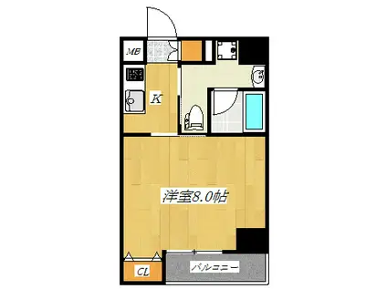 グラントゥルース王子(1K/5階)の間取り写真