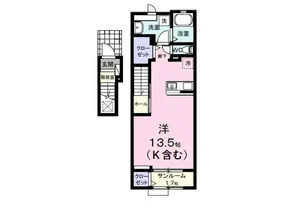 S・GVI(ワンルーム/2階)の間取り写真