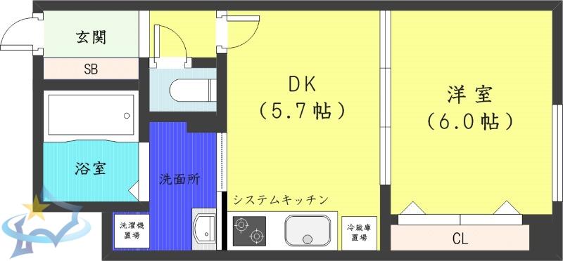 プライムアーバン大通公園2(1DK/8階)の間取り写真