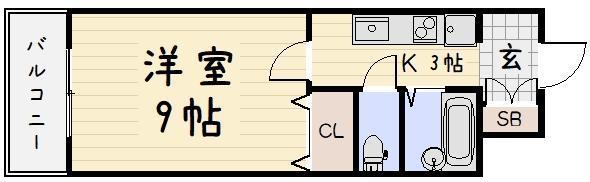 ウィングス片野II(1K/8階)の間取り写真