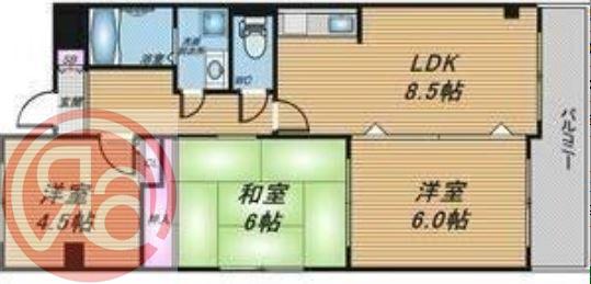 ドーム1番館(3LDK/6階)の間取り写真