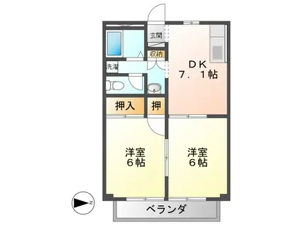 クレスト栄(2DK/2階)の間取り写真