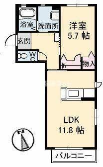 グランフルール(1LDK/1階)の間取り写真