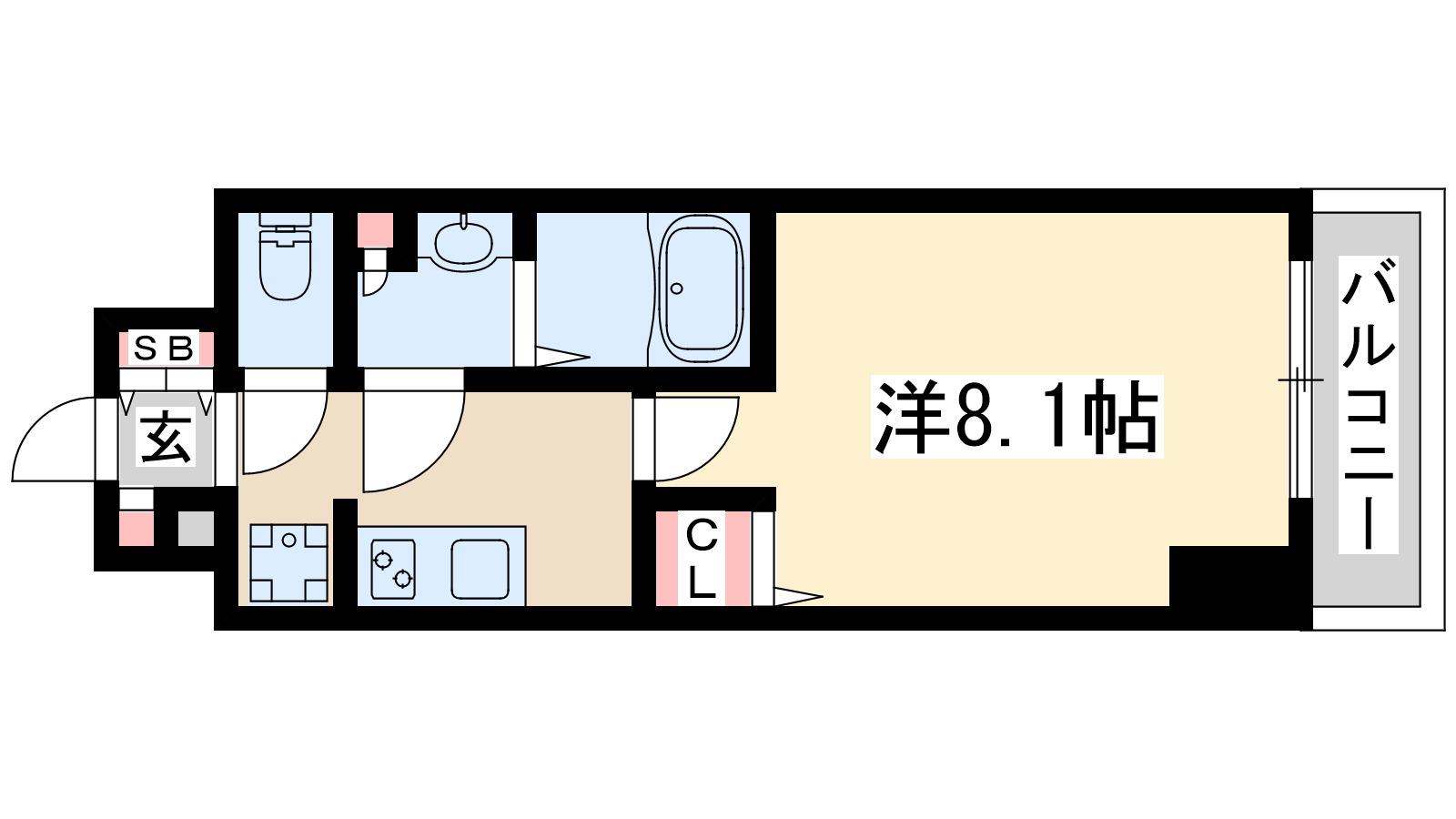トパーズ江坂(1K/7階)の間取り写真