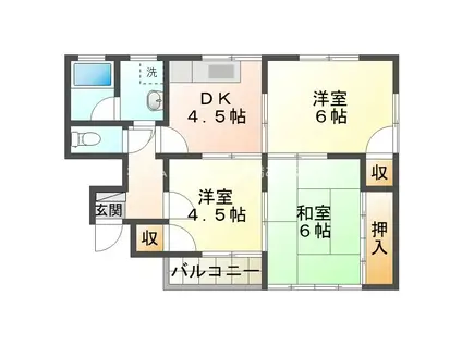 ハイツ川口(3DK/3階)の間取り写真