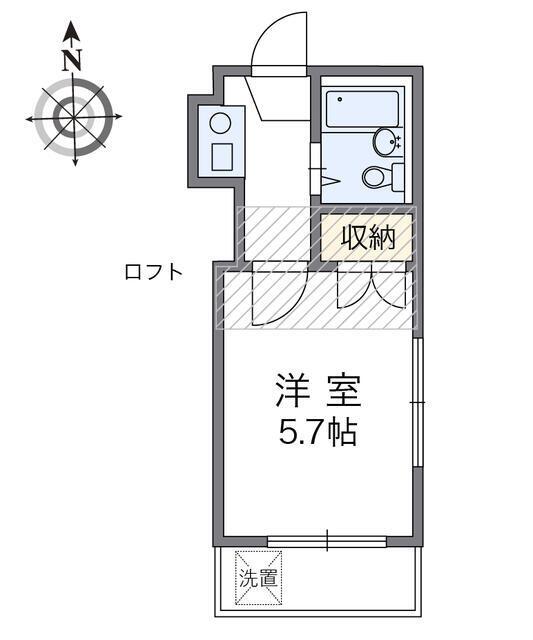 フェリス成城(1K/2階)の間取り写真