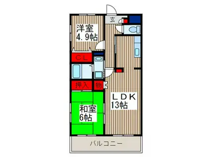 エクセルシア(2LDK/2階)の間取り写真