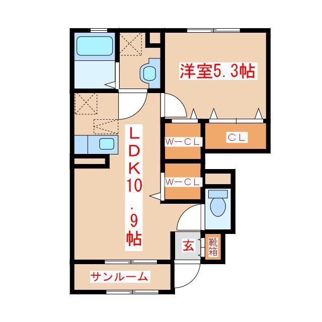 アリエッタ(1LDK/1階)の間取り写真