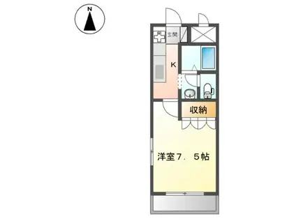 アムール(1K/2階)の間取り写真