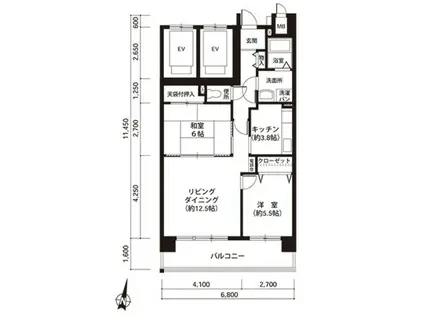 ウエストコート8番街(2LDK/2階)の間取り写真