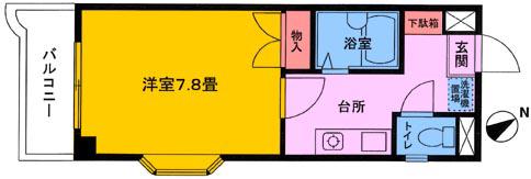 コーポ山喜V(1K/6階)の間取り写真