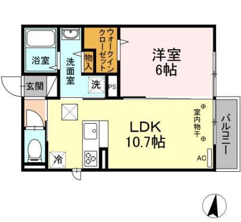 ＪＲ東北本線 花巻駅 徒歩3分 2階建 築5年(1LDK/1階)の間取り写真