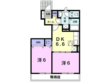 ソレイユ富貴A(2DK/1階)の間取り写真