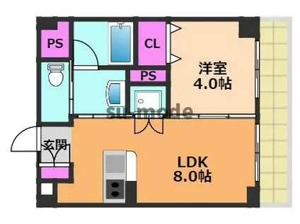 エール茨木本町AILE(1LDK/5階)の間取り写真