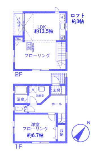 ケーエムハウス(1LDK/1階)の間取り写真