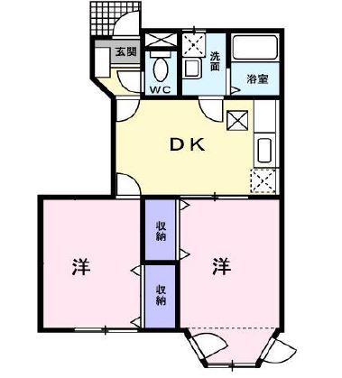 ティファニーB(2DK/1階)の間取り写真