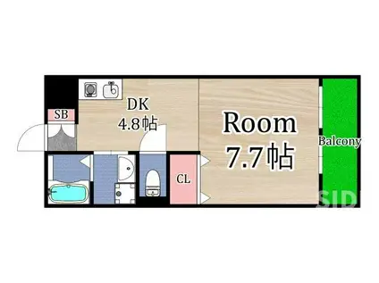 ノースキャッスル(1DK/2階)の間取り写真