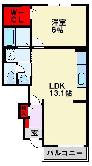 リバーサイド みどりやま C(1LDK/1階)の間取り写真