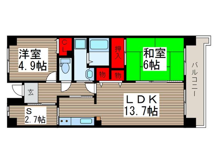 TS GARDEN 清瀬(2SLDK/9階)の間取り写真