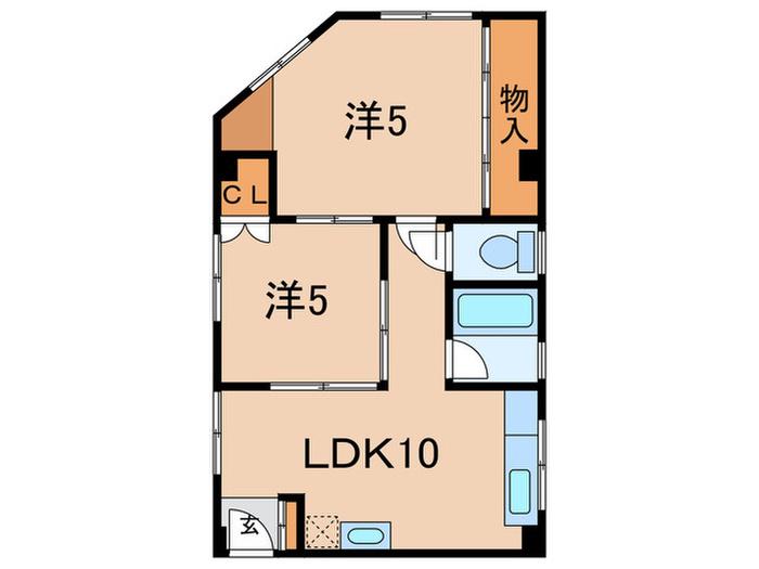 清隆荘(2LDK/3階)の間取り写真