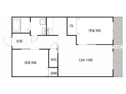 森彦第3コーポラス(2LDK/4階)の間取り写真