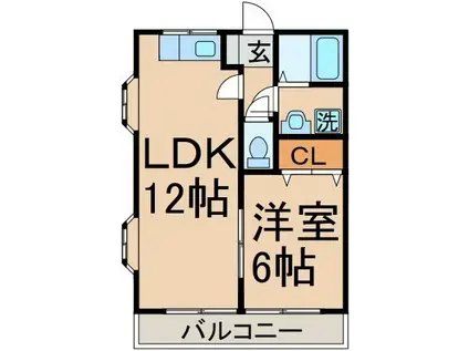 グリーンメモリー(1LDK/2階)の間取り写真