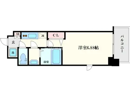 フォーリアライズ玉造フェリス(1K/2階)の間取り写真