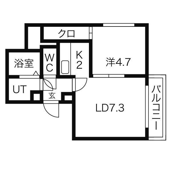 カハラコートファースト(1LDK/6階)の間取り写真