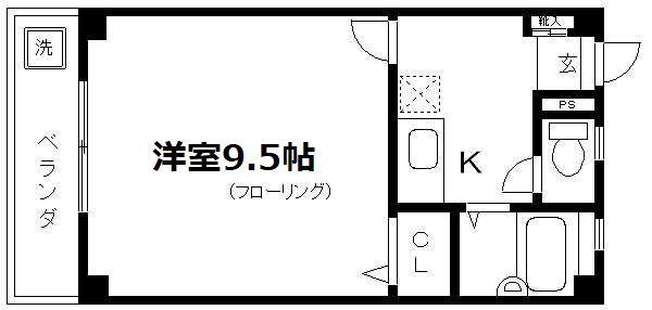 メゾン中町(1K/3階)の間取り写真