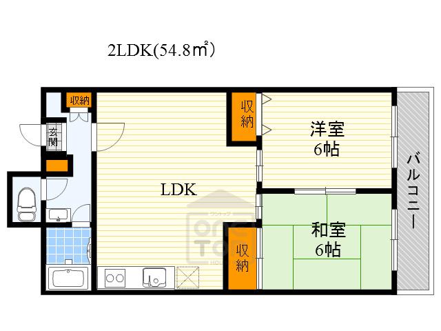 千里ピュアーライフ(2LDK/6階)の間取り写真