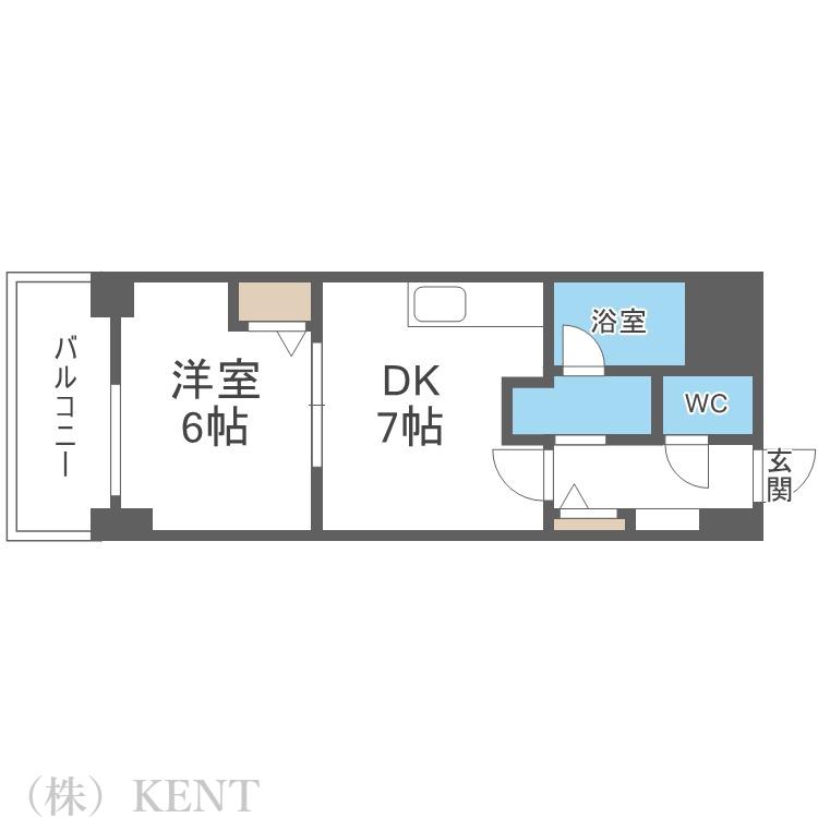 コートロティ琴似(1DK/2階)の間取り写真
