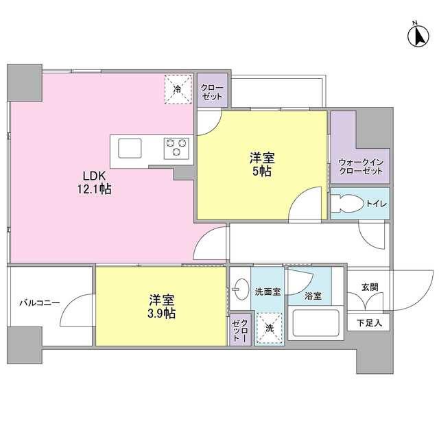 LUPINUS COURT ルピナスコート(2SLDK/5階)の間取り写真