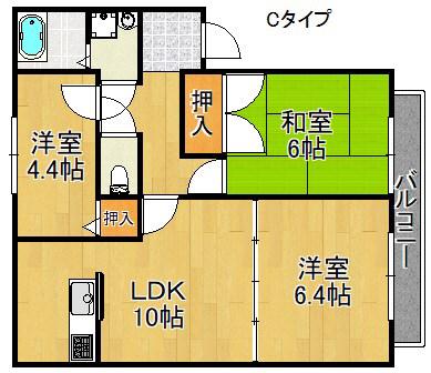 グリーンヴィラ中町(3LDK/2階)の間取り写真