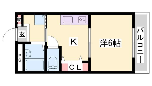 サンハイツ多井田D(1K/2階)の間取り写真