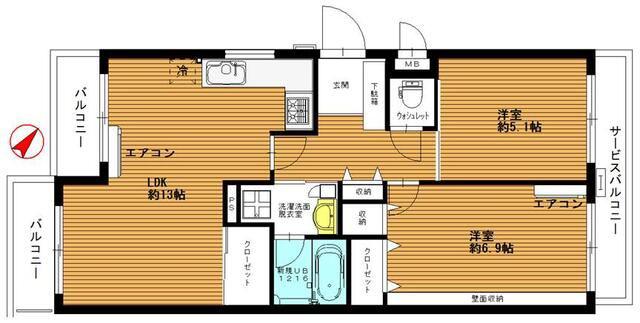 経堂ダイカンプラザⅠ(2LDK/2階)の間取り写真