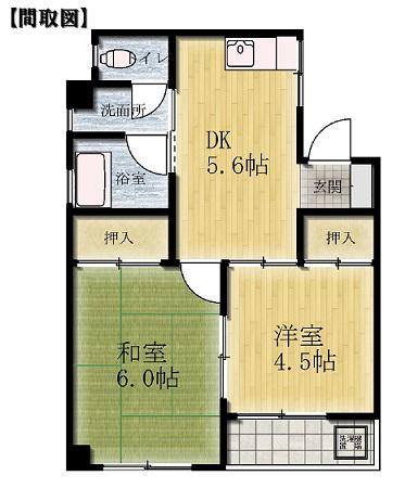 志木家具センタービル(2DK/6階)の間取り写真