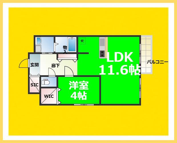 LEGALAND難波南(1LDK/10階)の間取り写真