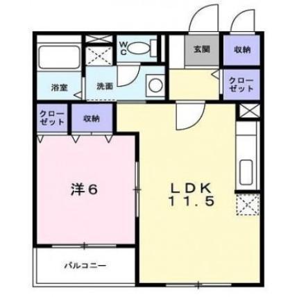 ラ・クレI(1LDK/4階)の間取り写真