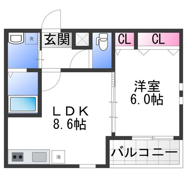 フジパレス岸和田駅前I番館(1LDK/2階)の間取り写真